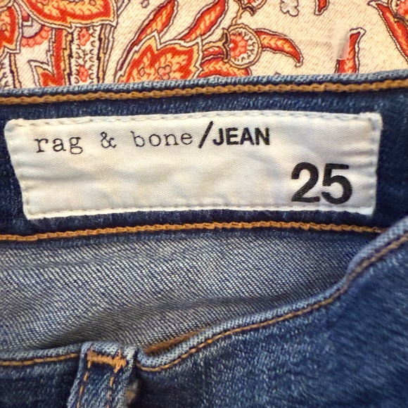 Rag & Bone Dark Wash High Rise Ankle Skinny Raw Hem Jeans, Size 25 - Picture 8 of 13